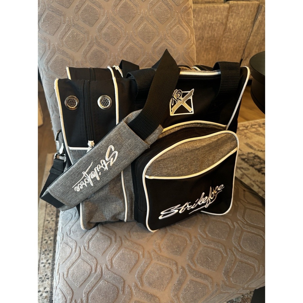 KR Strikeforce Single Black One Ball Bowling Bag Side Shoe Storage Padded Strap